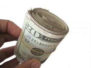 money roll of money
