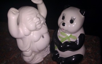 porcelain panda and Budda