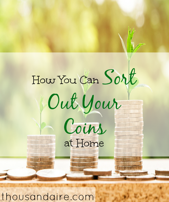 sorting out coins, spare change tips, coins at home