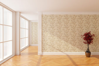 empty room with wallpaper on the wall