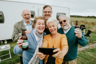 Happy seniors taking a selfie