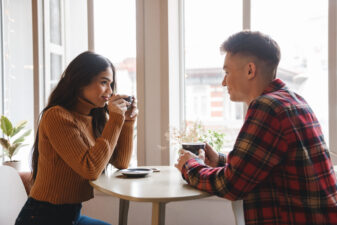 young couple on a coffee date