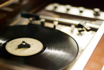 vinyl record on record player