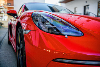closeup of shiny red car