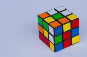 rubik's cube on gray background